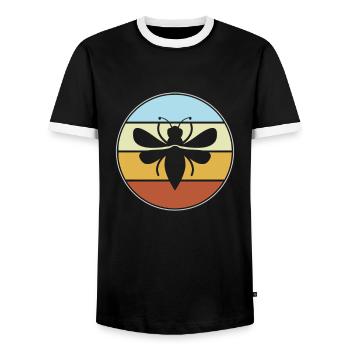 Biene Retro - Männer Kontrast-T-Shirt - Schwarz/Weiß - Vorne - AI Model Female 172 light (172cm) & AI Model Male 178 light (178cm)