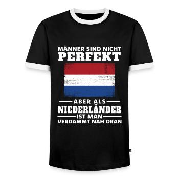 Holland Niederlande Niederländer Niederländisches - Männer Kontrast-T-Shirt - Schwarz/Weiß - Vorne - AI Model Female 172 light (172cm) & AI Model Male 178 light (178cm)