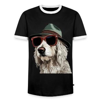 Maremmano Abruzzese German Shepherd - Men's Ringer Shirt - black/white - Front - AI Model Female 172 light (172cm) & AI Model Male 178 light (178cm)