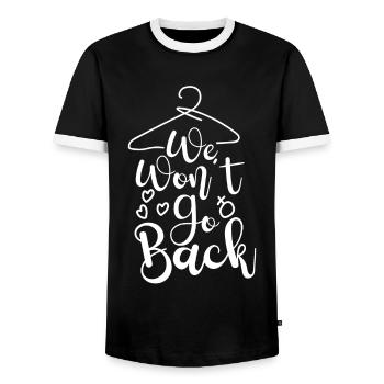 Cintre féministe Nous n’irons pas - T-shirt contrasté Homme - noir/blanc - Devant - AI Model Female 172 light (172cm) & AI Model Male 178 light (178cm)