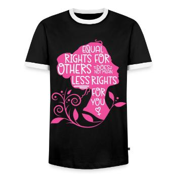 Feminist Equal Rights For Others - Männer Kontrast-T-Shirt - Schwarz/Weiß - Vorne - AI Model Female 172 light (172cm) & AI Model Male 178 light (178cm)