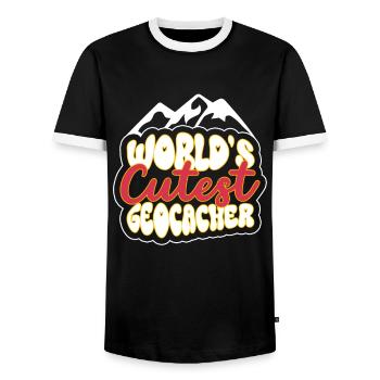 Le géocacheur le plus mignon du monde - Geocaching - T-shirt contrasté Homme - noir/blanc - Devant - AI Model Female 172 light (172cm) & AI Model Male 178 light (178cm)