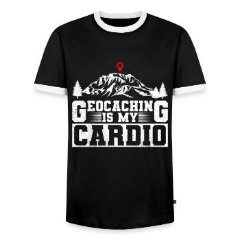 Geocaching is my heart sport - Geocaching - Men's Ringer Shirt - black/white - Front - AI Model Female 172 light (172cm) & AI Model Male 178 light (178cm)