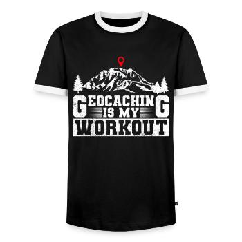 Le géocaching est mon entraînement - Geocaching Geocacher - T-shirt contrasté Homme - noir/blanc - Devant - AI Model Female 172 light (172cm) & AI Model Male 178 light (178cm)