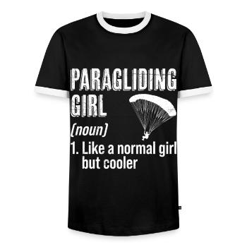 Paragliding Girl Paragliding Paraglider - Men's Ringer Shirt - black/white - Front - AI Model Female 172 light (172cm) & AI Model Male 178 light (178cm)