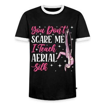 Acrobatie aérienne sur soie Cirque Acrobatique - T-shirt contrasté Homme - noir/blanc - Devant - AI Model Female 172 light (172cm) & AI Model Male 178 light (178cm)