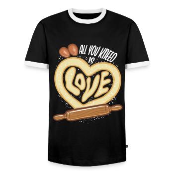 Backen All you knead is love baker - Männer Kontrast-T-Shirt - Schwarz/Weiß - Vorne - AI Model Female 172 light (172cm) & AI Model Male 178 light (178cm)