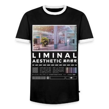 Liminal Spaces Retro 80s & 90s Aesthetic Vaporwave - Männer Kontrast-T-Shirt - Schwarz/Weiß - Vorne - AI Model Female 172 light (172cm) & AI Model Male 178 light (178cm)