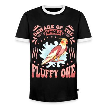 Oiseau perruche Méfiez-vous du moelleux Cockatiel - T-shirt contrasté Homme - noir/blanc - Devant - AI Model Female 172 light (172cm) & AI Model Male 178 light (178cm)