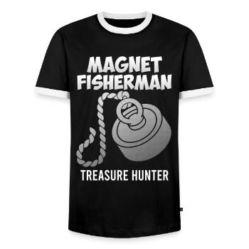 Magnetfischer Treasure Hunting Magnetfischen - Männer Kontrast-T-Shirt - Schwarz/Weiß - Vorne - AI Model Female 172 light (172cm) & AI Model Male 178 light (178cm)