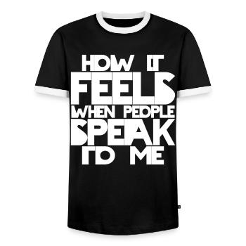 Fierté des sourds Langue des signes ASL - T-shirt contrasté Homme - noir/blanc - Devant - AI Model Female 172 light (172cm) & AI Model Male 178 light (178cm)
