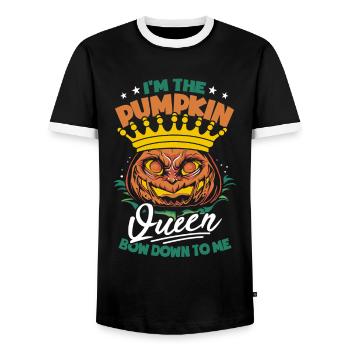 I'm The Pumpkin Queen Halloween - Men's Ringer Shirt - black/white - Front - AI Model Female 172 light (172cm) & AI Model Male 178 light (178cm)