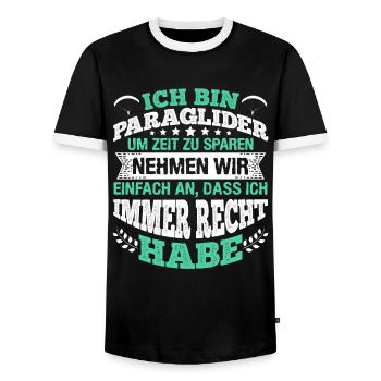 Gleitschirmflieger Ich bin Paraglider Pilot - Männer Kontrast-T-Shirt - Schwarz/Weiß - Vorne - AI Model Female 172 light (172cm) & AI Model Male 178 light (178cm)