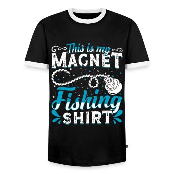 Magnetangler This is my Magnet Fishing Shirt - Männer Kontrast-T-Shirt - Schwarz/Weiß - Vorne - AI Model Female 172 light (172cm) & AI Model Male 178 light (178cm)