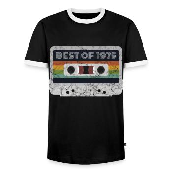 Millésime 1975 | Le meilleur de 1975 | 1975 Musique rétro - T-shirt contrasté Homme - noir/blanc - Devant - AI Model Female 172 light (172cm) & AI Model Male 178 light (178cm)