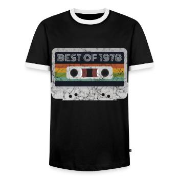 1978 Vintage | Best of 1978 | 1978 Retro Music - Men's Ringer Shirt - black/white - Front - AI Model Female 172 light (172cm) & AI Model Male 178 light (178cm)