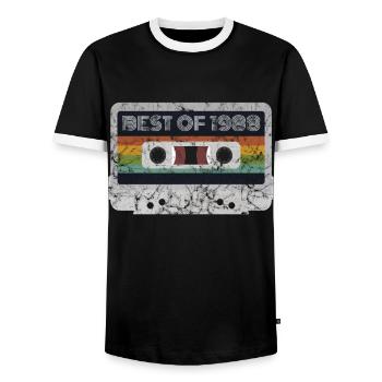 1988 Naissance | Le meilleur de 1988 | 1988 Musique rétro - T-shirt contrasté Homme - noir/blanc - Devant - AI Model Female 172 light (172cm) & AI Model Male 178 light (178cm)