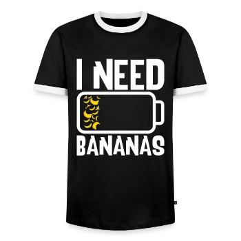 I Need Bananas - Men's Ringer Shirt - black/white - Front - AI Model Female 172 light (172cm) & AI Model Male 178 light (178cm)