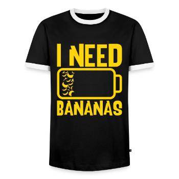 I Need Bananas Fruit - Men's Ringer Shirt - black/white - Front - AI Model Female 172 light (172cm) & AI Model Male 178 light (178cm)
