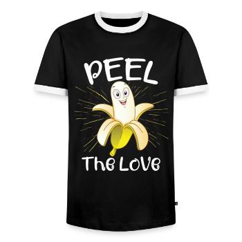 Banana Fruit - Men's Ringer Shirt - black/white - Front - AI Model Female 172 light (172cm) & AI Model Male 178 light (178cm)