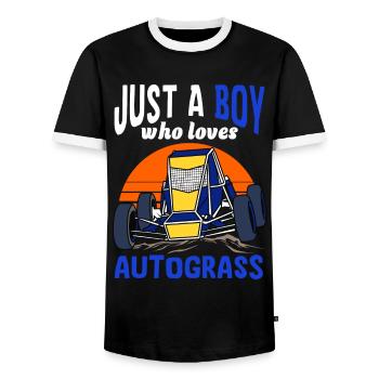 Retro - Men's Ringer Shirt - black/white - Front - AI Model Female 172 light (172cm) & AI Model Male 178 light (178cm)