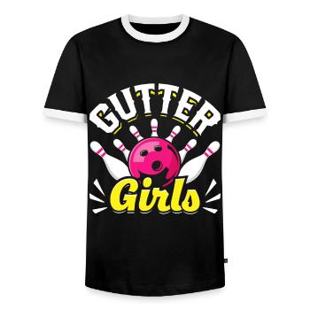 Bowling Damen Gutter Girls Shirt Bowler - Männer Kontrast-T-Shirt - Schwarz/Weiß - Vorne - AI Model Female 172 light (172cm) & AI Model Male 178 light (178cm)