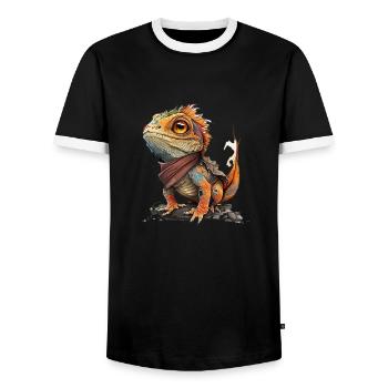 Bearded Dragons Design Bearded Dragon Lovers - Men's Ringer Shirt - black/white - Front - AI Model Female 172 light (172cm) & AI Model Male 178 light (178cm)