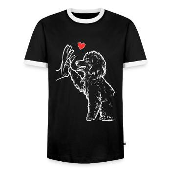 Poodle Doux caniche Amour caniche - T-shirt contrasté Homme - noir/blanc - Devant - AI Model Female 172 light (172cm) & AI Model Male 178 light (178cm)