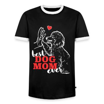 Beste Pudel Mama Poodle Hund - Männer Kontrast-T-Shirt - Schwarz/Weiß - Vorne - AI Model Female 172 light (172cm) & AI Model Male 178 light (178cm)