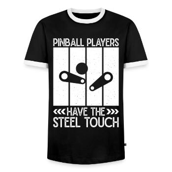 Les joueurs de flipper ont le Steel Touch Pinball GIft - T-shirt contrasté Homme - noir/blanc - Devant - AI Model Female 172 light (172cm) & AI Model Male 178 light (178cm)