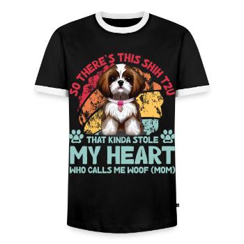 Shih Tzu Funny Saying - Men's Ringer Shirt - black/white - Front - AI Model Female 172 light (172cm) & AI Model Male 178 light (178cm)