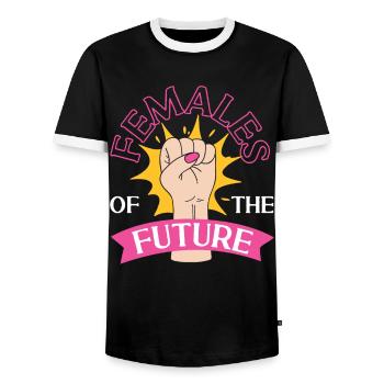 Femmes féministes du futur - T-shirt contrasté Homme - noir/blanc - Devant - AI Model Female 172 light (172cm) & AI Model Male 178 light (178cm)
