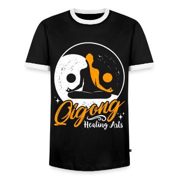 Arts de guérison Qigong Yin Yang Tai Chi Méditation - T-shirt contrasté Homme - noir/blanc - Devant - AI Model Female 172 light (172cm) & AI Model Male 178 light (178cm)