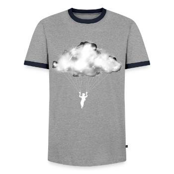 Paraglider Cloud Paraglider Mountains - Men's Ringer Shirt - grey/navy  - Front - AI Model Female 172 light (172cm) & AI Model Male 178 light (178cm)