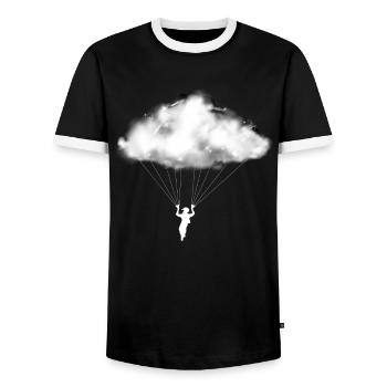 Paraglider Cloud Paraglider Mountains - Men's Ringer Shirt - black/white - Front - AI Model Female 172 light (172cm) & AI Model Male 178 light (178cm)