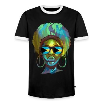 Bahamas - Men's Ringer Shirt - black/white - Front - AI Model Female 172 light (172cm) & AI Model Male 178 light (178cm)