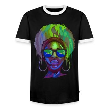 Île Christmas - T-shirt contrasté Homme - noir/blanc - Devant - AI Model Female 172 light (172cm) & AI Model Male 178 light (178cm)