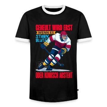 Eishockey Geschenk Eishockeyspieler Hockey - Männer Kontrast-T-Shirt - Schwarz/Weiß - Vorne - AI Model Female 172 light (172cm) & AI Model Male 178 light (178cm)