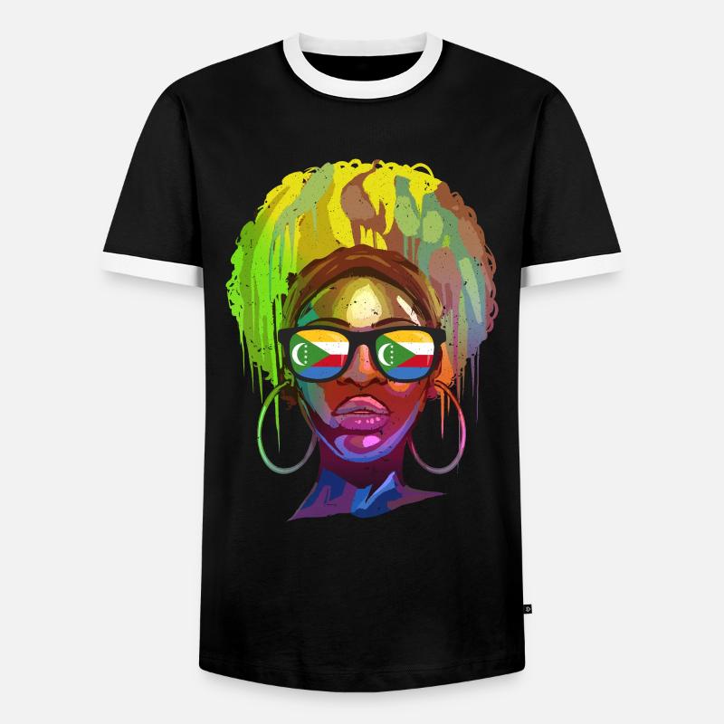 Comoros - Men's Ringer Shirt - black/white