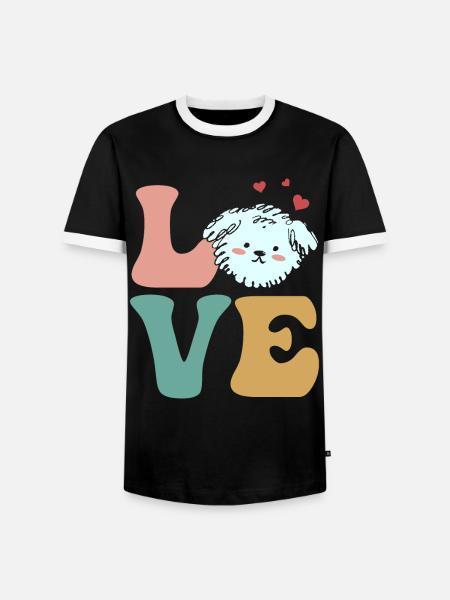 Bichon Frise Hund - Männer Kontrast-T-Shirt - Schwarz/Weiß