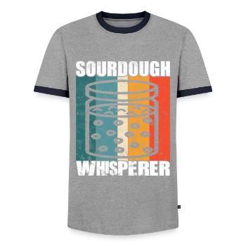 Sourdough Whisperer - Bread Baking Fans - - Men's Ringer Shirt - grey/navy  - Front - AI Model Female 172 light (172cm) & AI Model Male 178 light (178cm)