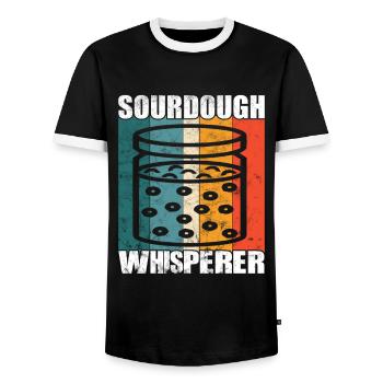Sourdough Whisperer - Bread Baking Fans - - Men's Ringer Shirt - black/white - Front - AI Model Female 172 light (172cm) & AI Model Male 178 light (178cm)