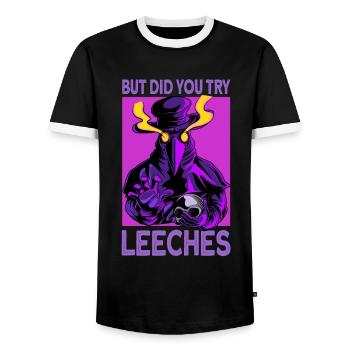 But Did You Try Leeches Plague Doctor Halloween - Männer Kontrast-T-Shirt - Schwarz/Weiß - Vorne - AI Model Female 172 light (172cm) & AI Model Male 178 light (178cm)