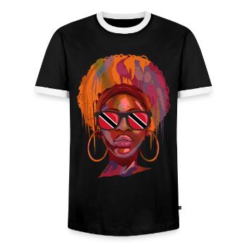 Trinidad and Tobago - Men's Ringer Shirt - black/white - Front - AI Model Female 172 light (172cm) & AI Model Male 178 light (178cm)