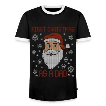 Premier Noël en tant que papa - Noël moche - T-shirt contrasté Homme - noir/blanc - Devant - AI Model Female 172 light (172cm) & AI Model Male 178 light (178cm)