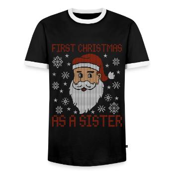 Premier Noël en tant que sœur - Noël moche - T-shirt contrasté Homme - noir/blanc - Devant - AI Model Female 172 light (172cm) & AI Model Male 178 light (178cm)