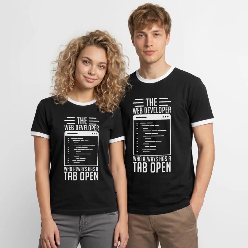 Web Developer Tab Always Open Men's Ringer Shirt