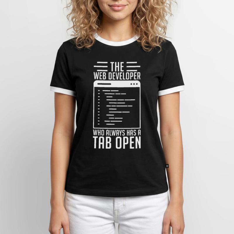 Web Developer Tab Always Open Men's Ringer Shirt