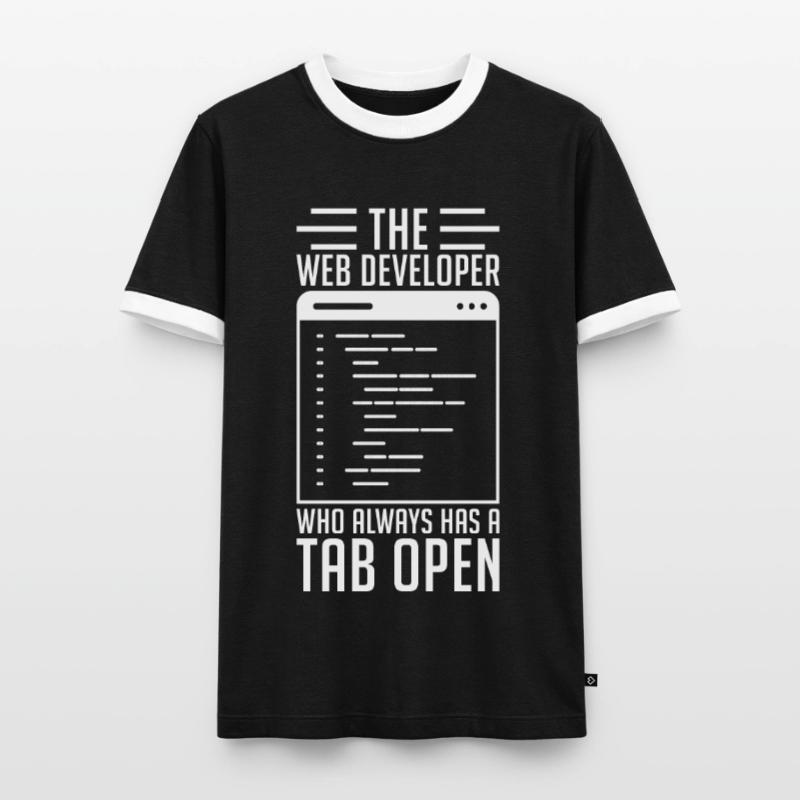 Web Developer Tab Always Open Men's Ringer Shirt