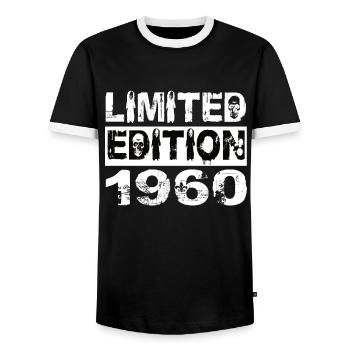 Limited Edition 1960 Birthday 1960 Birthday - Men's Ringer Shirt - black/white - Front - AI Model Female 172 light (172cm) & AI Model Male 178 light (178cm)